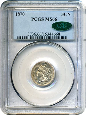 image for: 1870 3cN PCGS/CAC MS66