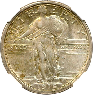 image for: 1916 Standing Liberty 25c NGC MS62 FH