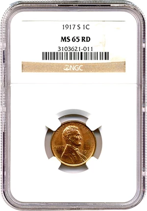 image for: 1917-S 1c NGC MS65 RD