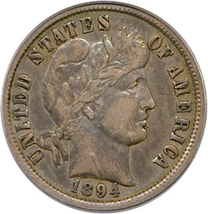 image for: 1894-O 10c PCGS/CAC VF35