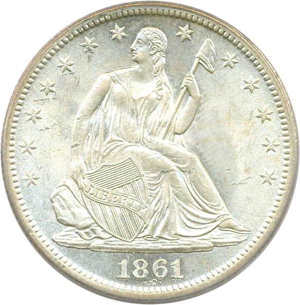 image for: 1861-S 50c PCGS MS64