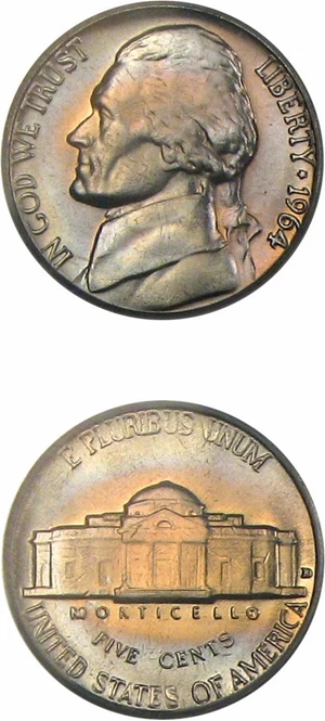 image for: 1964-D 5c PCGS MS66 FS *Color*