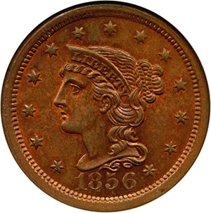 image for: 1856 1c NGC MS63 RB (Upright 5, N-6)
