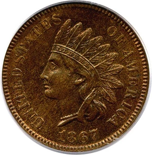 image for: 1867 1c PCGS/CAC MS64 RB