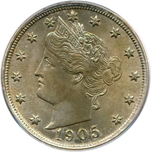 image for: 1905 5c PCGS MS65