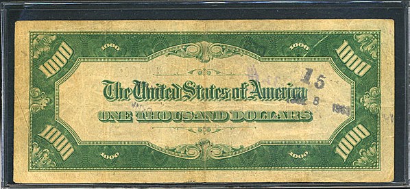 image for: Fr.2211L 1934 $1,000  Raw F-VF [L00002572A]