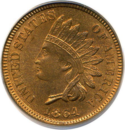 image for: 1864 Bronze 1c PCGS MS65 RD