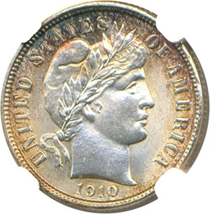 image for: 1910-S 10c NGC MS65 * Color *