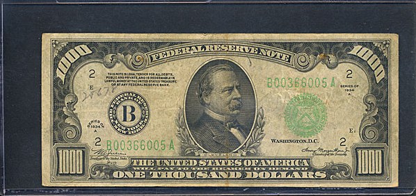 image for: Fr.2211B 1934 $1,000  Raw F-VF [B00366005A]