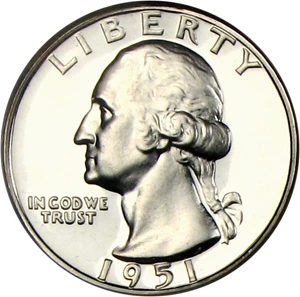 image for: 1951 25c NGC Proof 67 Cameo