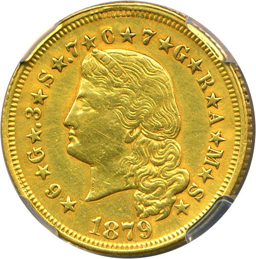 image for: 1879 Flowing Hair $4 NCS Proof XF Detail (Plugged, Repaired)