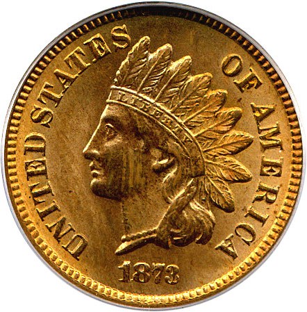 image for: 1873 Open 3 1c PCGS MS64 RD