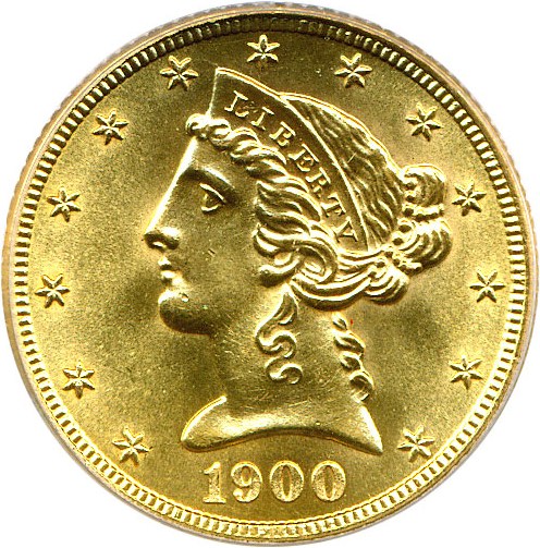 image for: 1900-S $5 PCGS Genuine (DGS grade: MS66 Lightly Cleaned)