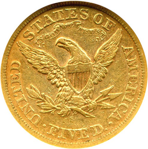 image for: 1874-S $5 NGC XF45