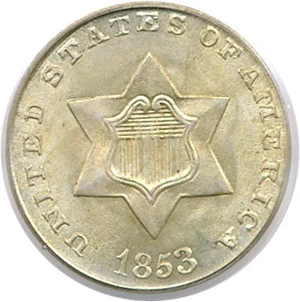 image for: 1853 3cS PCGS MS65