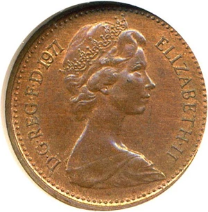 image for: Great Britain Error: 1971 1/2p NGC MS61 RB (Struck from Two Obverse Dies)