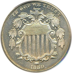 image for: 1880 5c PCGS Proof 65