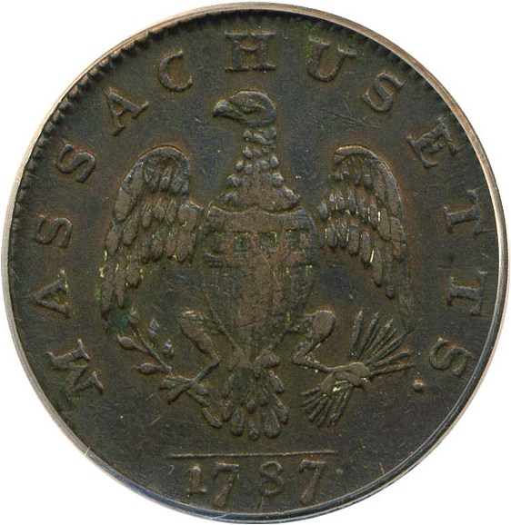 image for: 1787 Massachusetts Cent PCGS VF35 (Left Arrows)