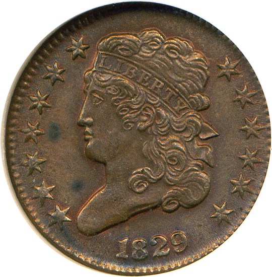 image for: 1829 1/2c NGC MS64 BN (C-1)