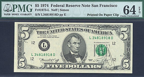 1974 $5 (Fr. 1973L)