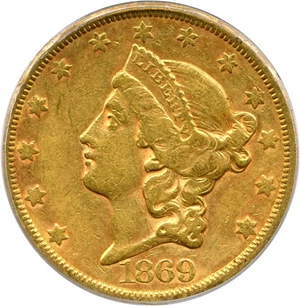 image for: 1869-S $20 PCGS XF40