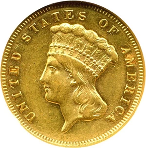 image for: 1874 $3 NGC AU55