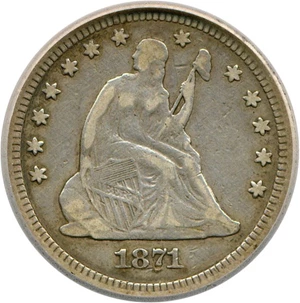 image for: 1871 25c SEGS VF20 (Briggs 5-C)