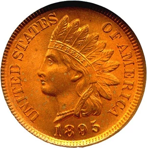 image for: 1895 1c NGC MS65 RD ex: Maine Roll