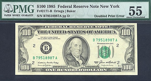 1985 $100 New York (Fr. 2171B)