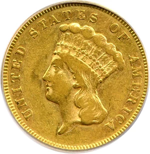 image for: 1874 $3 PCGS XF45
