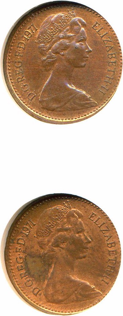 image for: Great Britain Error: 1971 1/2p NGC MS61 RB (Struck from Two Obverse Dies)