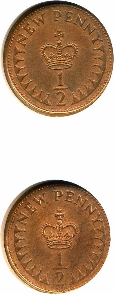 image for: Great Britain Error: 1971 1/2p NGC MS61 RB (Struck from Two Reverse Dies)