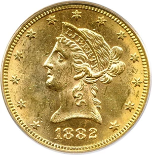 image for: 1882 $10 PCGS MS62