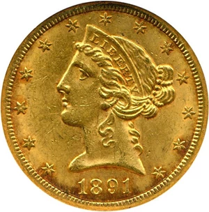 image for: 1891-CC $5 NGC MS62