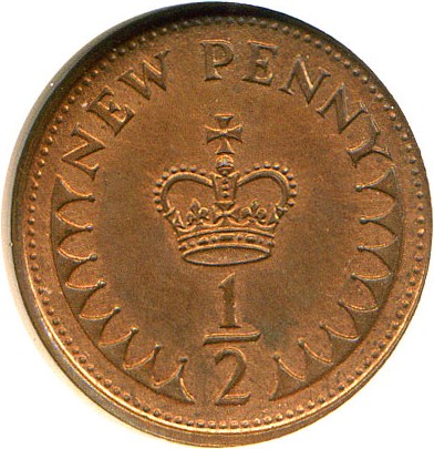 image for: Great Britain Error: 1971 1/2p NGC MS61 RB (Struck from Two Reverse Dies)