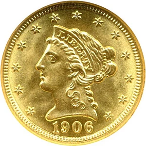 image for: 1906 $2 1/2 NGC MS65