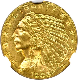 image for: 1908-D $5 NGC MS64