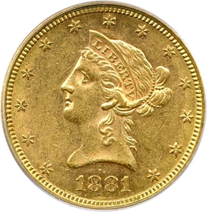 image for: 1881-S $10 PCGS AU58