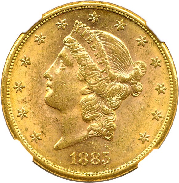 image for: 1885-S $20 NGC MS61