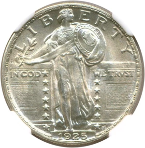 image for: 1925 25c NGC MS64 FH