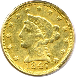 image for: 1847-C $2 1/2 PCGS Genuine (Mount Removed; DGS Grade:VF35 cleaned)