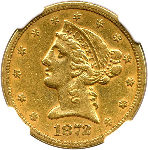 image for: 1872-S $5 NGC AU53