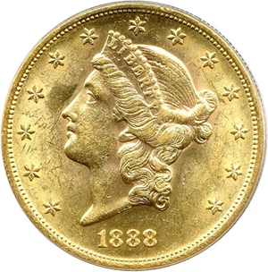 image for: 1888-S $20 PCGS AU55