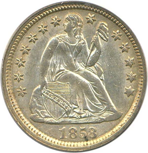 image for: 1858 10c PCGS MS63