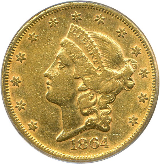 image for: 1864-S $20 PCGS Genuine (DGS grade: XF45 Cleaned)