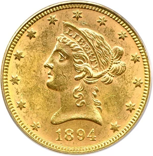 image for: 1894 $10 PCGS MS62