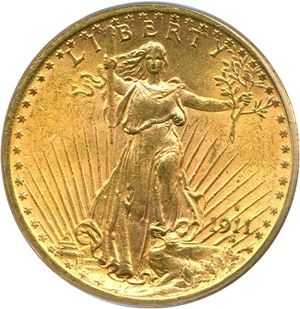 image for: 1911-S $20 PCGS MS63