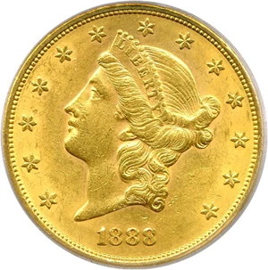 image for: 1888-S $20 PCGS AU58