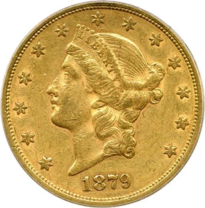 image for: 1879-S $20 PCGS XF45