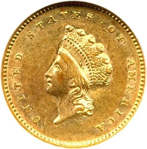 image for: 1854 Type 2 G$1 NGC AU50